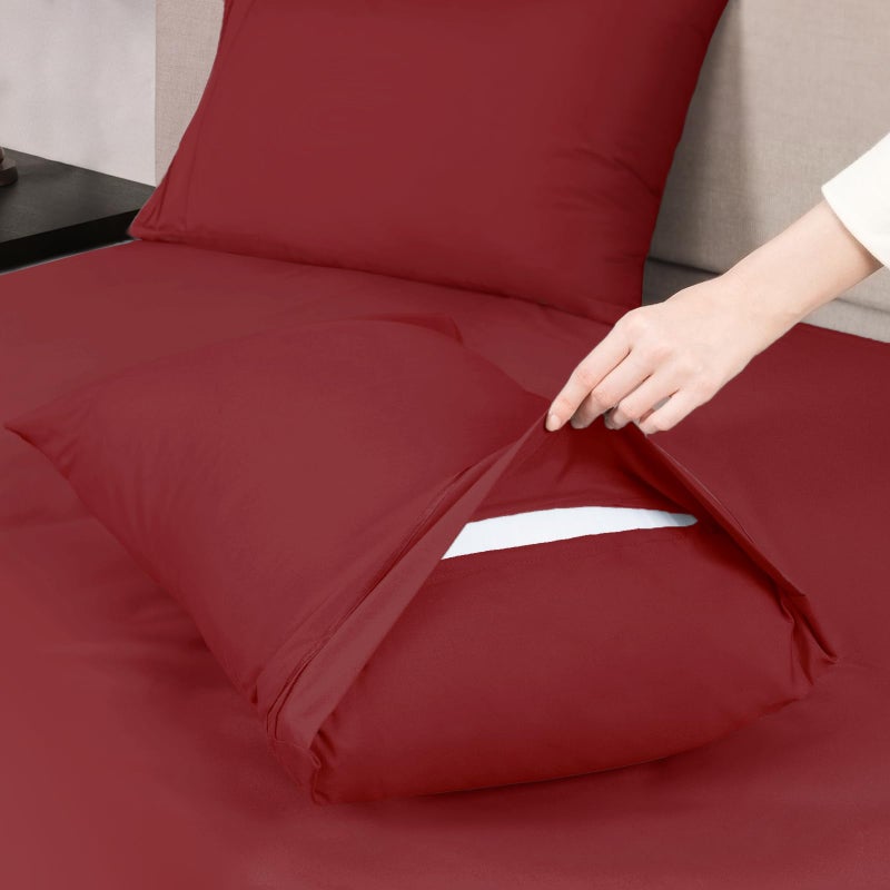 Mejoroom King Size Bed Sheet Set - Hotel Luxury 1800 Bedding Sheets & Pillowcases - 16" Deep Pocket Fitted Sheet, Soft, Breathable, Wrinkle & Fade Resistant - 4 Piece(King, Burgundy) - Image 4